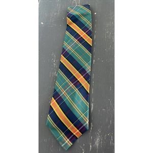 Mario Ferrari Mens 100% Silk Necktie Multicolored Plaid EUC